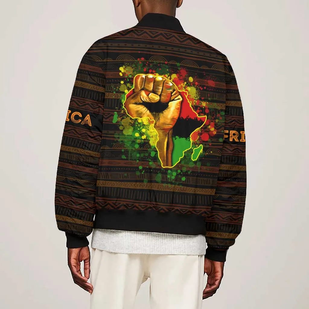 Black Power Bomber Jacket Africa Map DT02