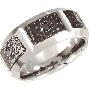 Black PVD Cobalt 1/4 CTW Black Diamond 10 mm Band Size 13.5