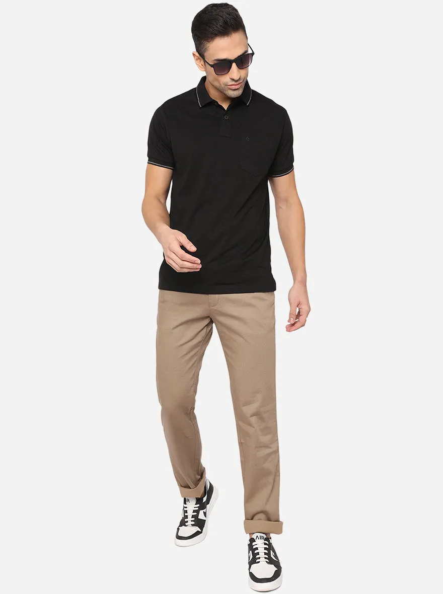 Black Solid Slim Fit Polo T-Shirt | Greenfibre