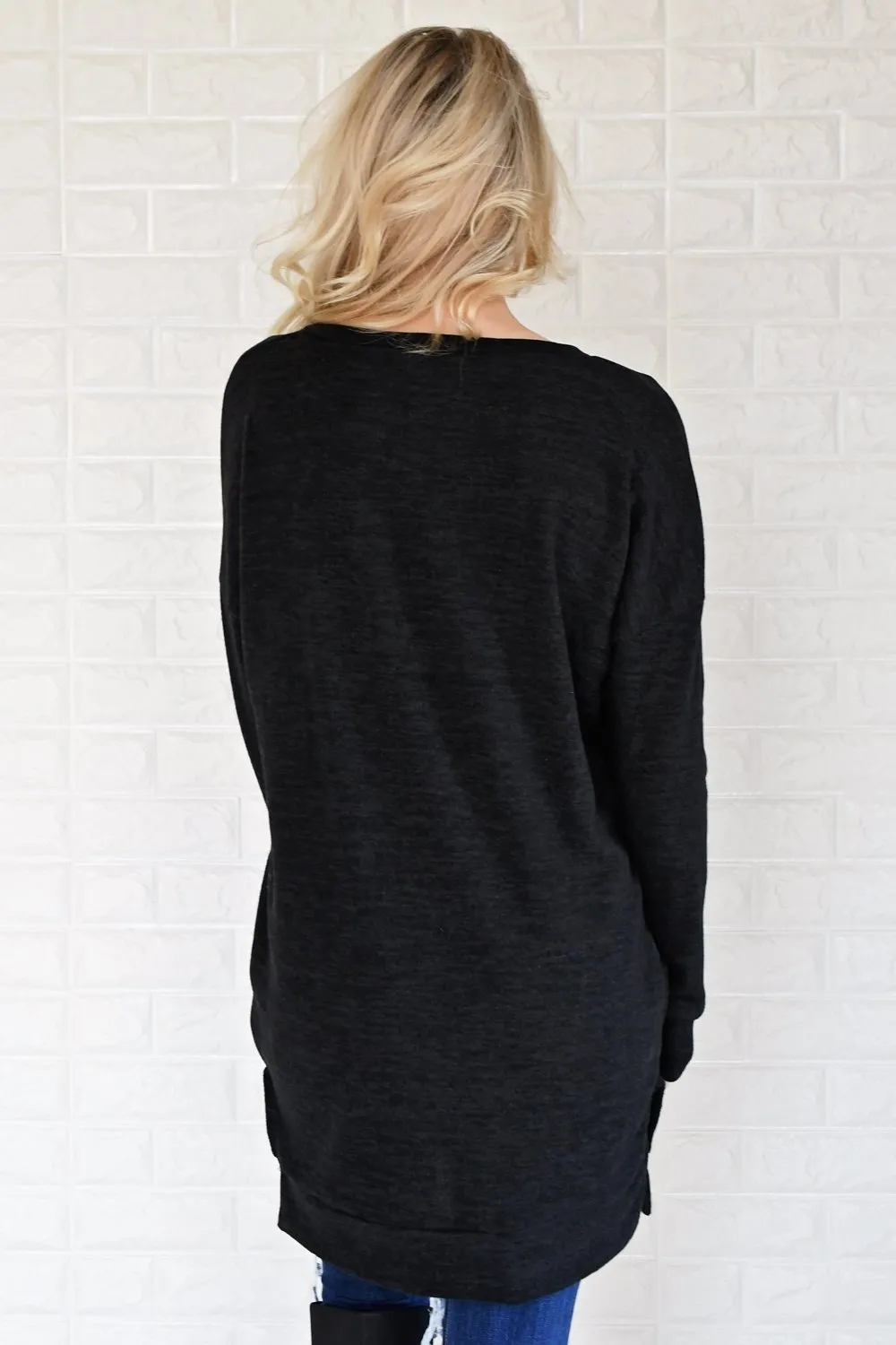Black V-Neck Tunic Top