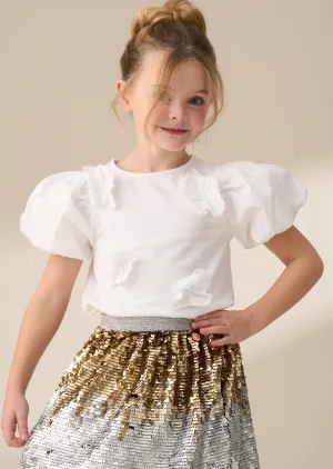 Bloom White Flower Applique Tee