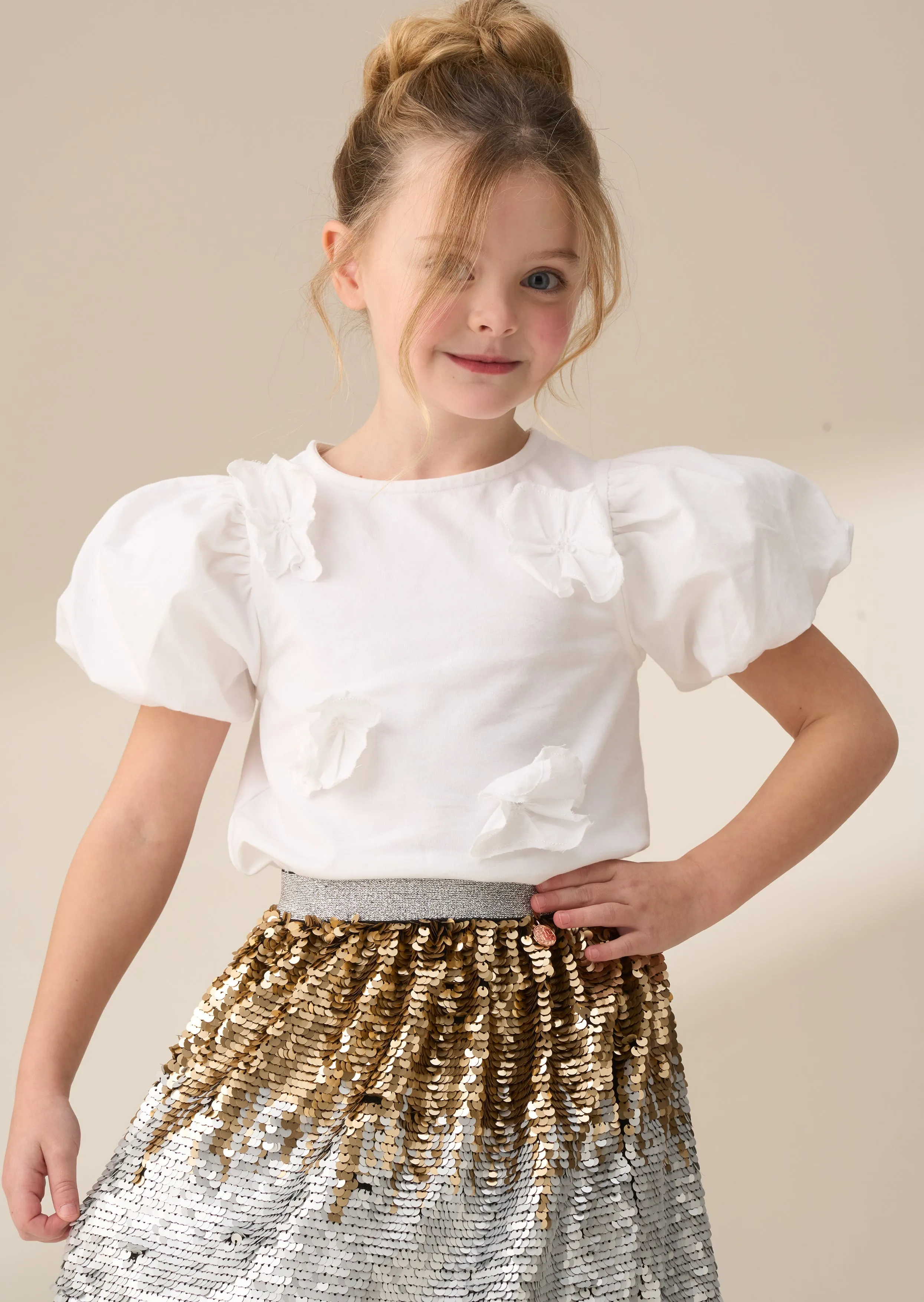 Bloom White Flower Applique Tee
