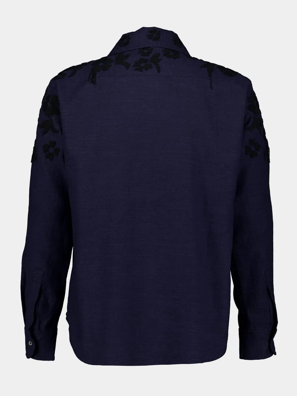 Blue Floral Embroidered Jacket
