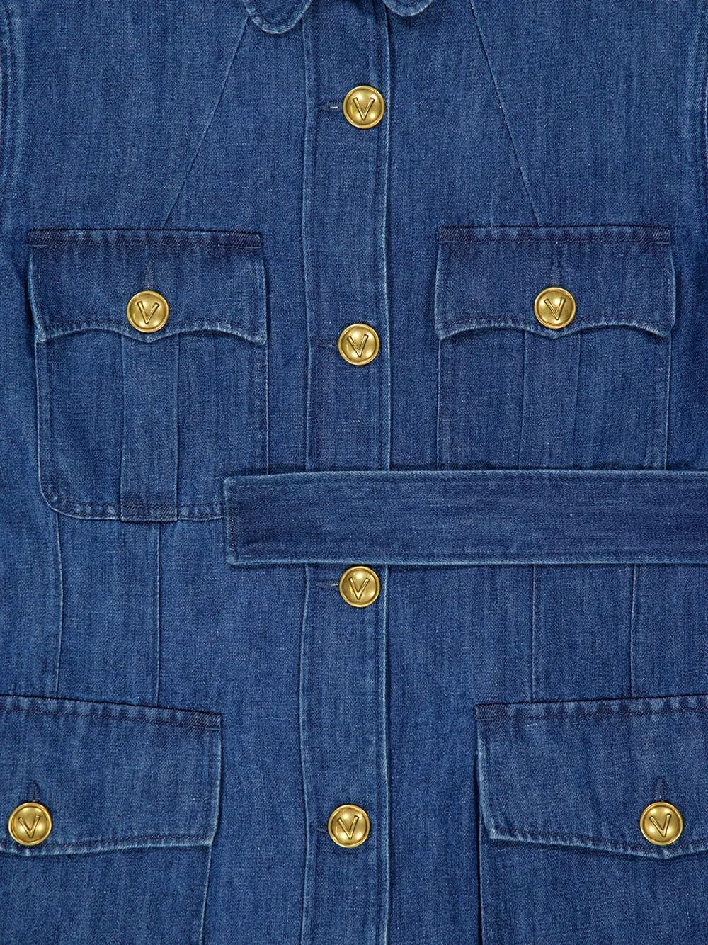 Blue Sahariana Jacket with Belt in Medium Denim