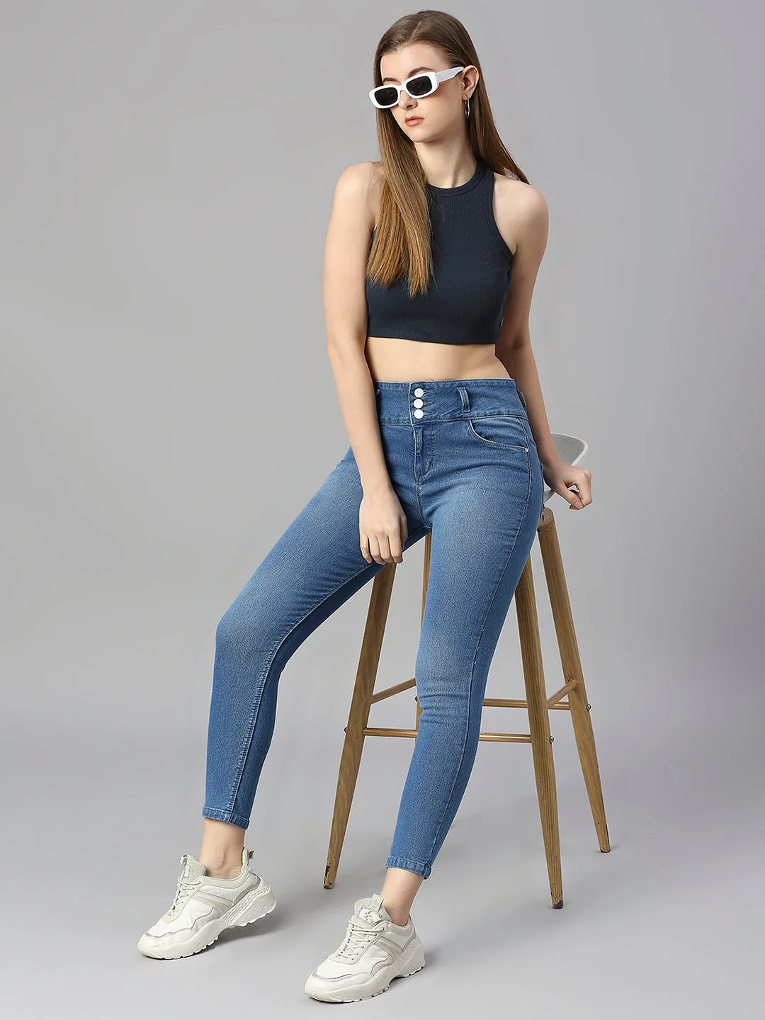 Blue Skinny Fit Jeans with Insert Pockets