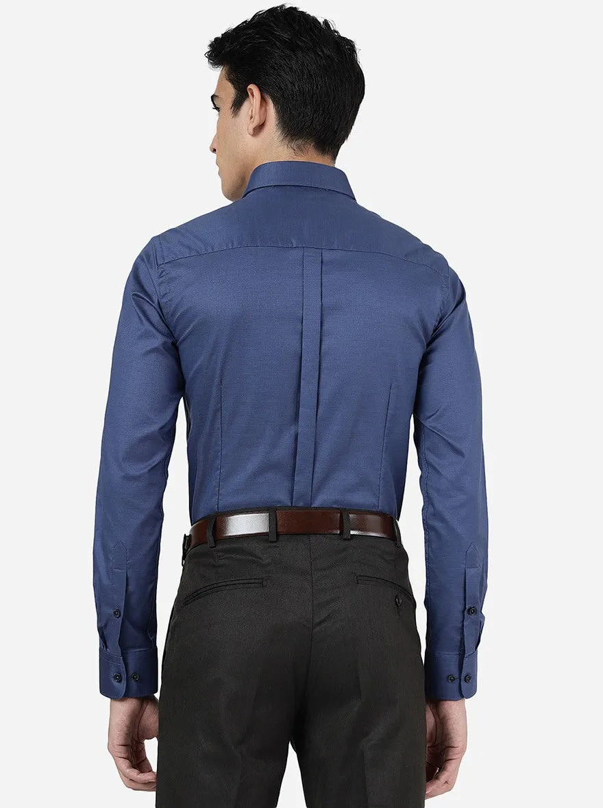 Blue Solid Slim Fit Formal Shirt | JadeBlue