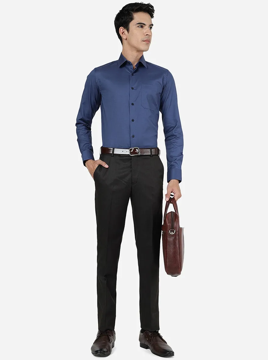 Blue Solid Slim Fit Formal Shirt | JadeBlue
