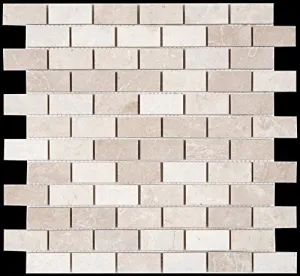 Botticino 1X2 Marble Polished Mosaic Tile