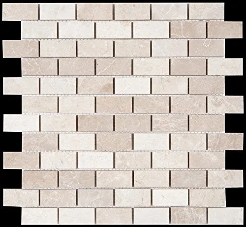 Botticino 1X2 Marble Polished Mosaic Tile