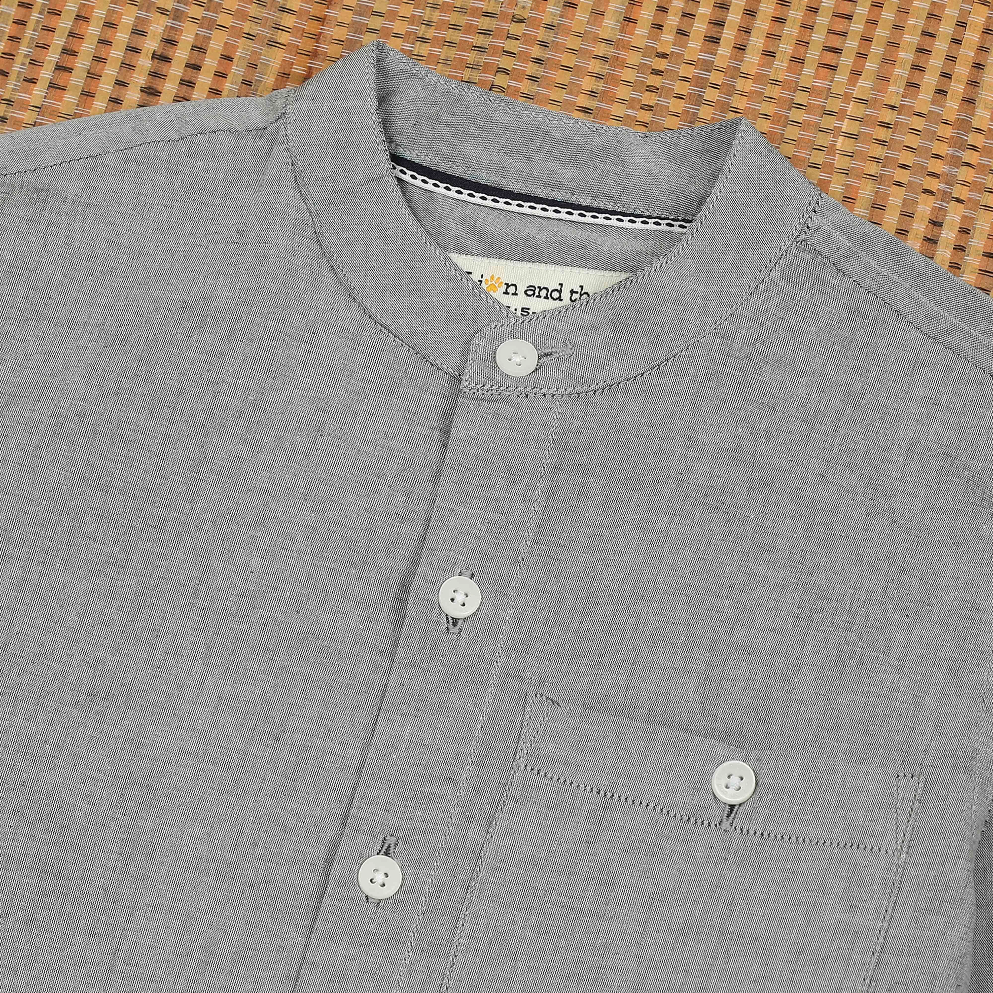 Boys Roll Up Sleeve Solid Shirt Cloud Grey