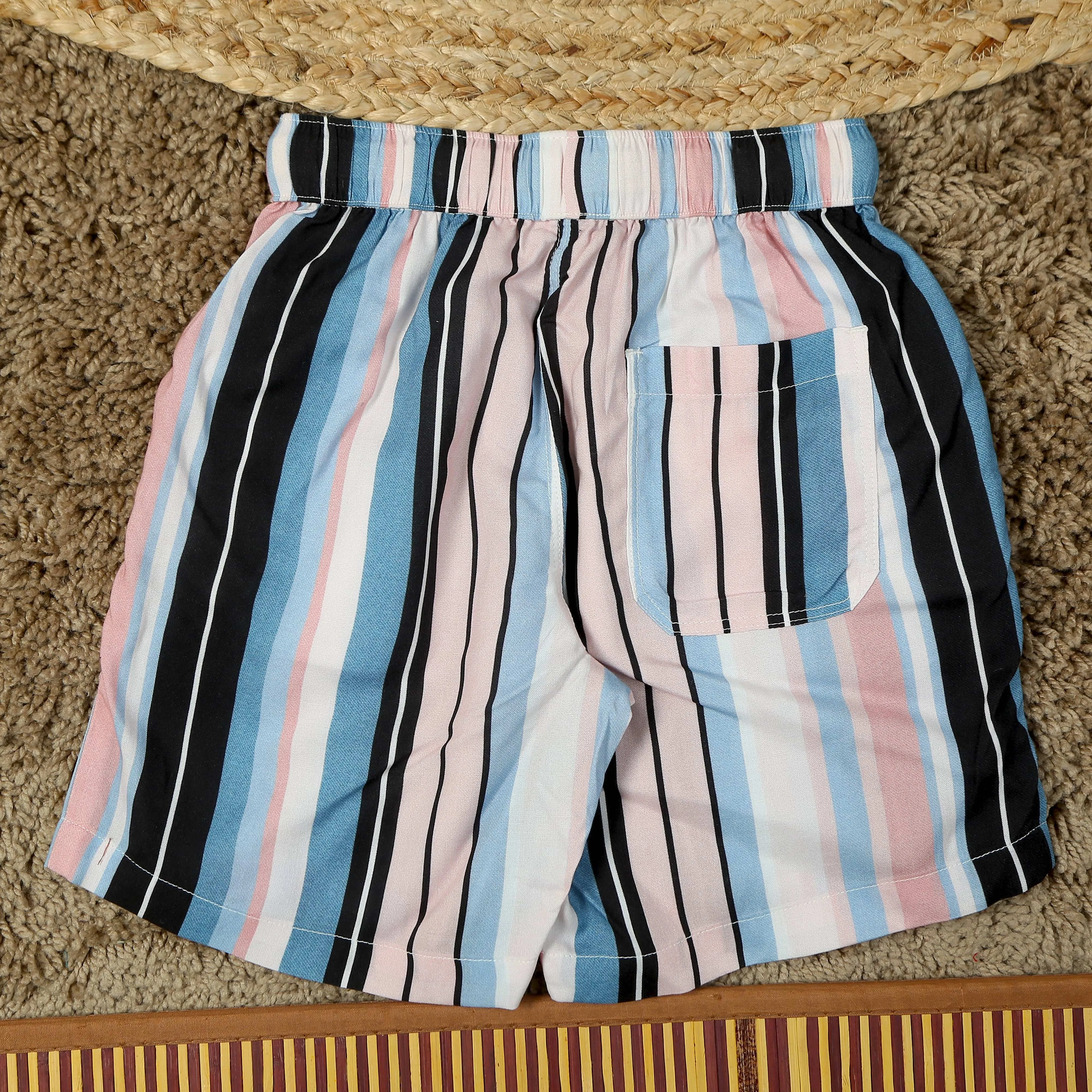 Boys Stripe Short Pink Blue
