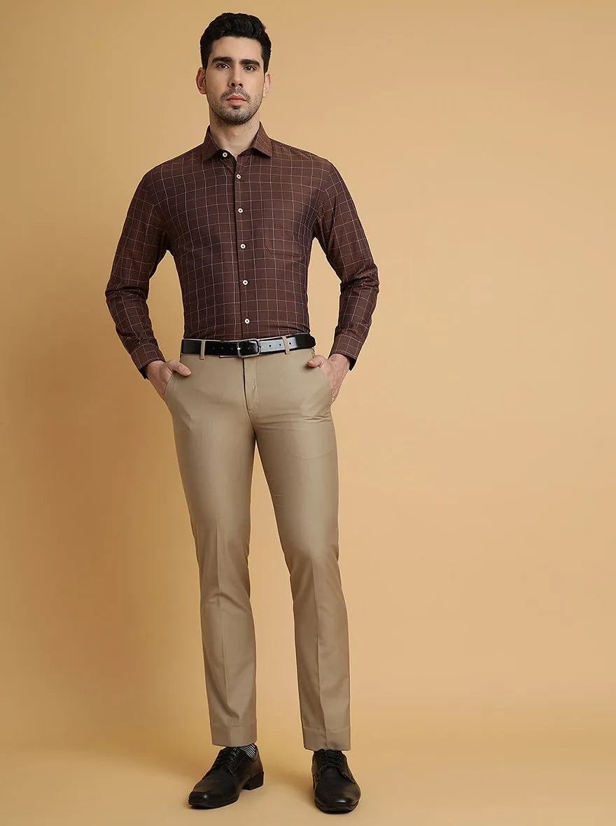Brown Checked Regular Fit Formal Shirt | JadeBlue