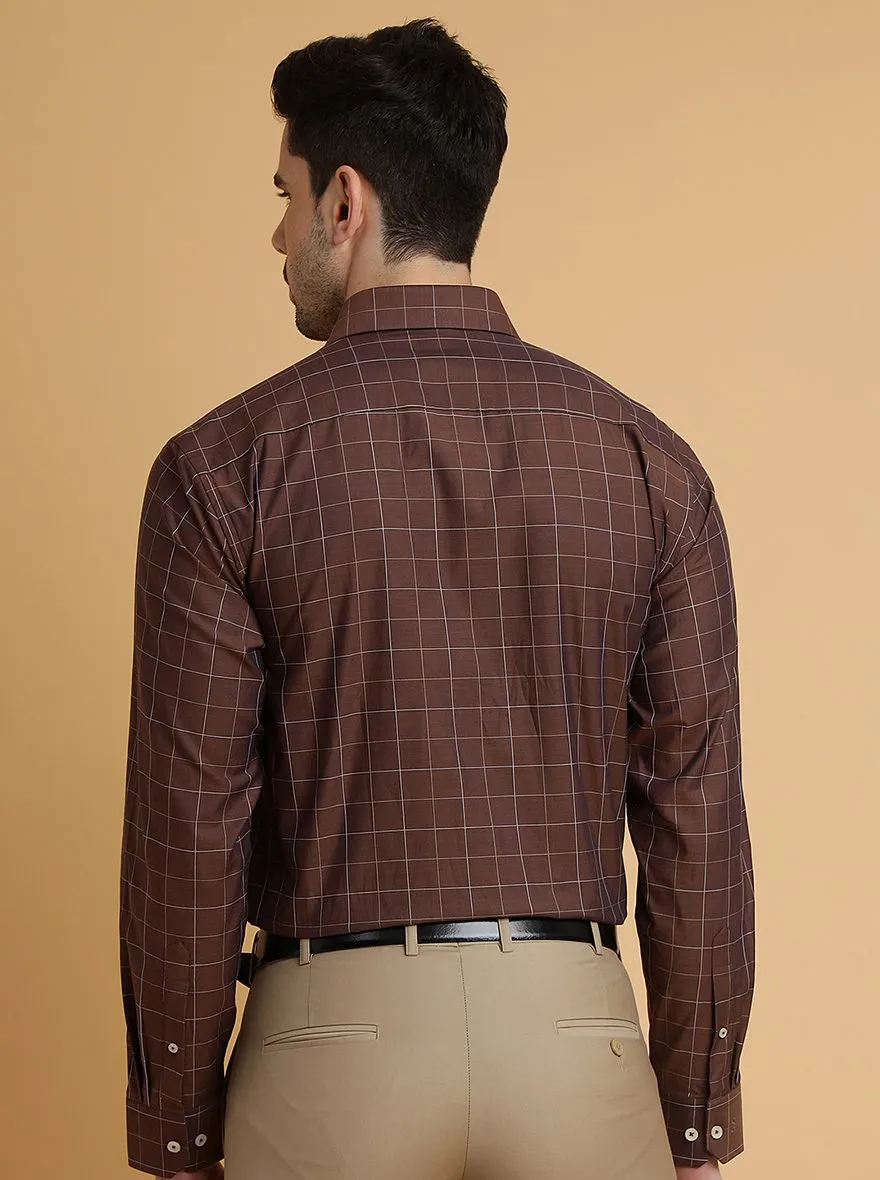 Brown Checked Regular Fit Formal Shirt | JadeBlue