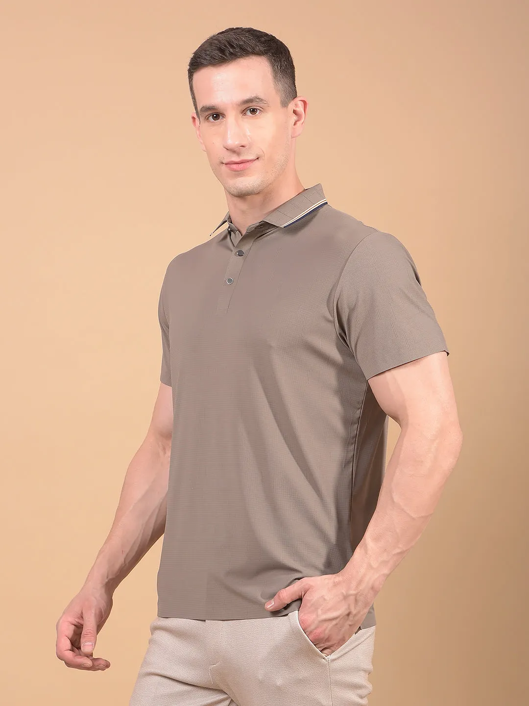 Brown Polo Neck T-Shirt