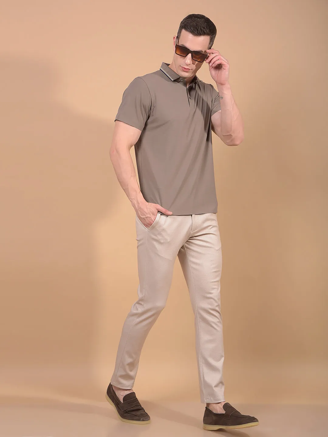 Brown Polo Neck T-Shirt
