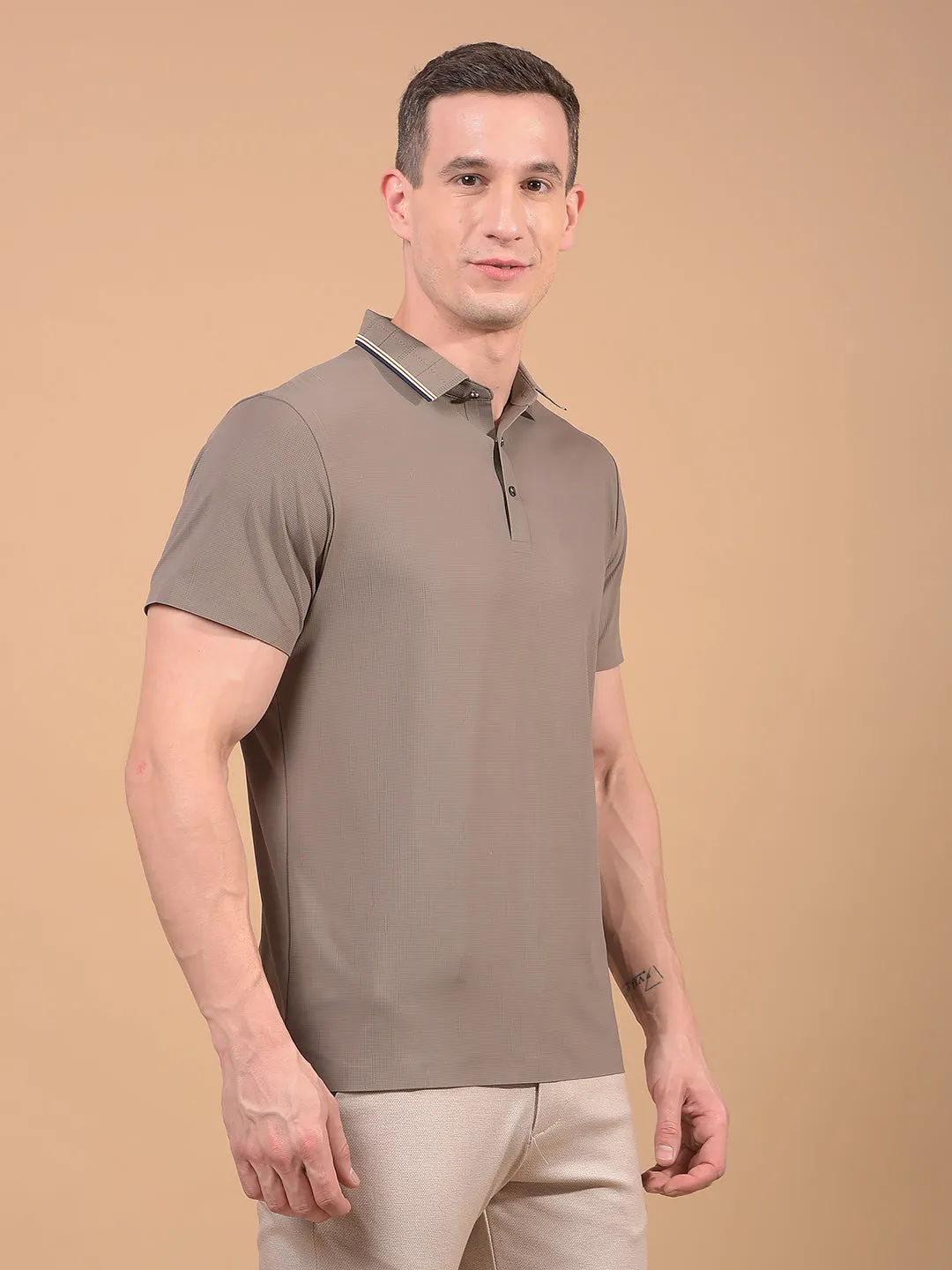 Brown Polo Neck T-Shirt