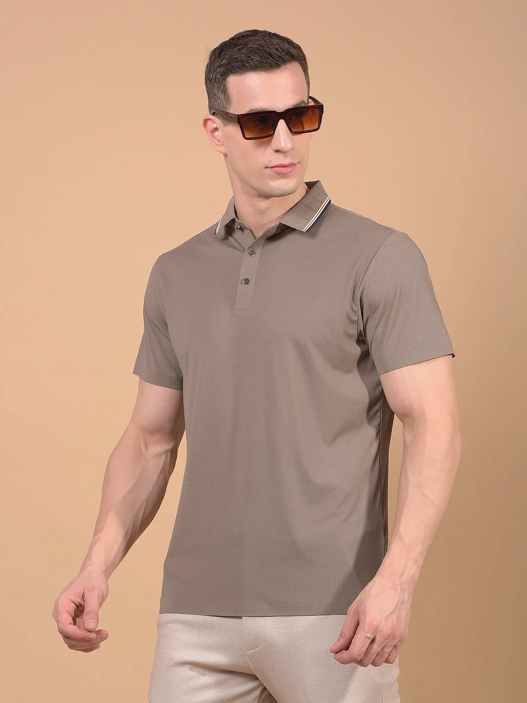 Brown Polo Neck T-Shirt