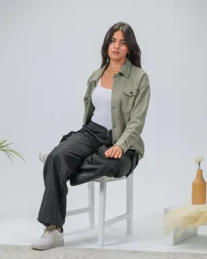 BUTTONED JACKET - OLIVE