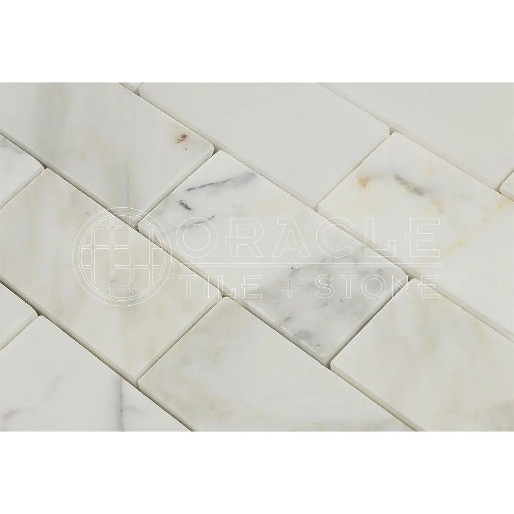 Calacatta Gold (Italian Calcutta) Marble 2 X 4 Brick Mosaic Tile, Polished