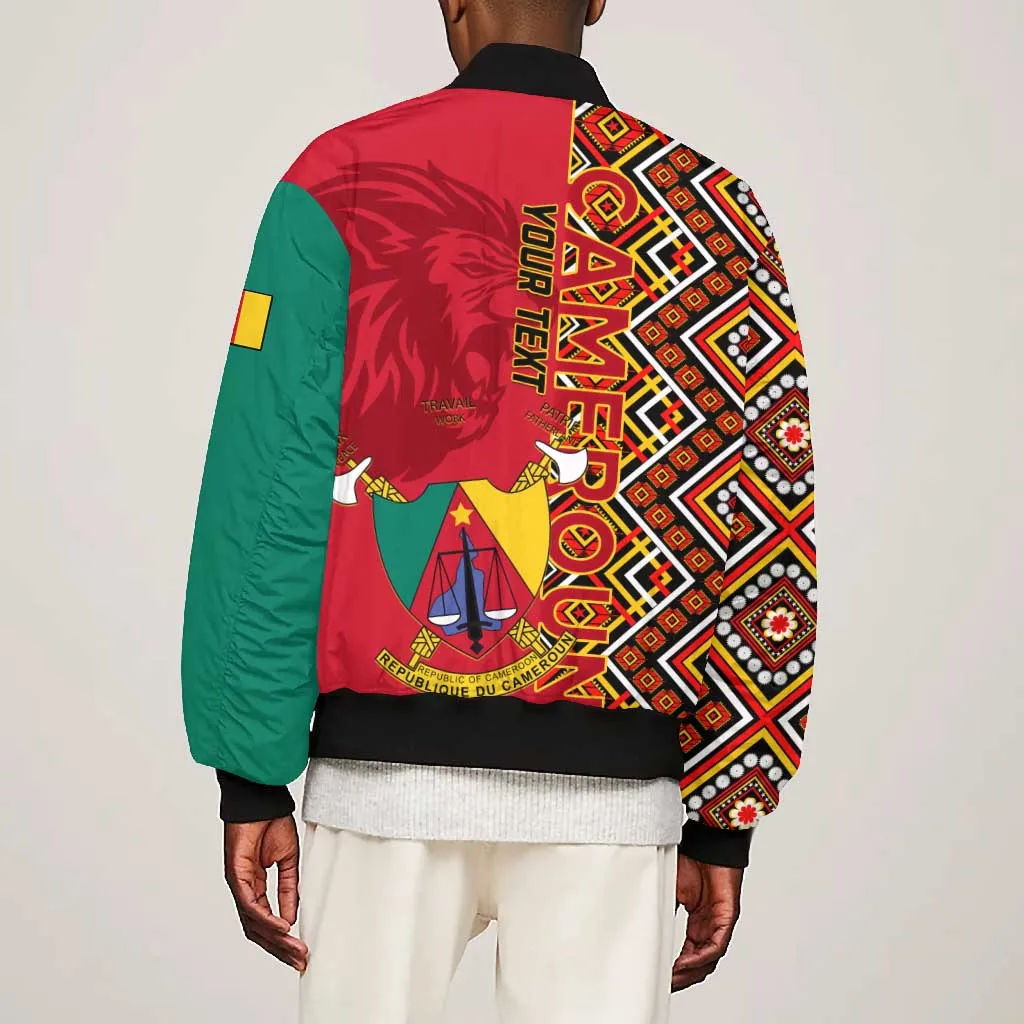 Cameroon National Day Bomber Jacket Cameroun Coat Of Arms Ankara Pattern LT01
