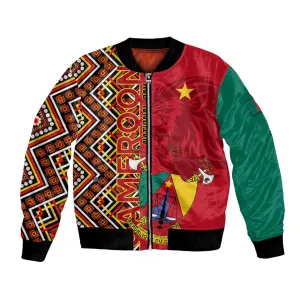 Cameroon National Day Bomber Jacket Cameroun Coat Of Arms Ankara Pattern LT01