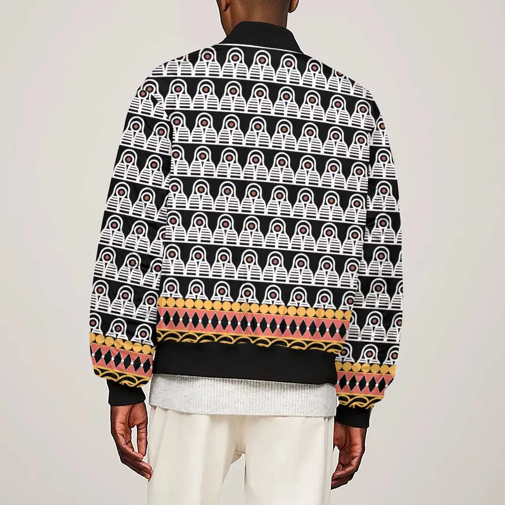 Cameroon Traditional Toghu Pattern Sleeve Zip Bomber Jacket LT15