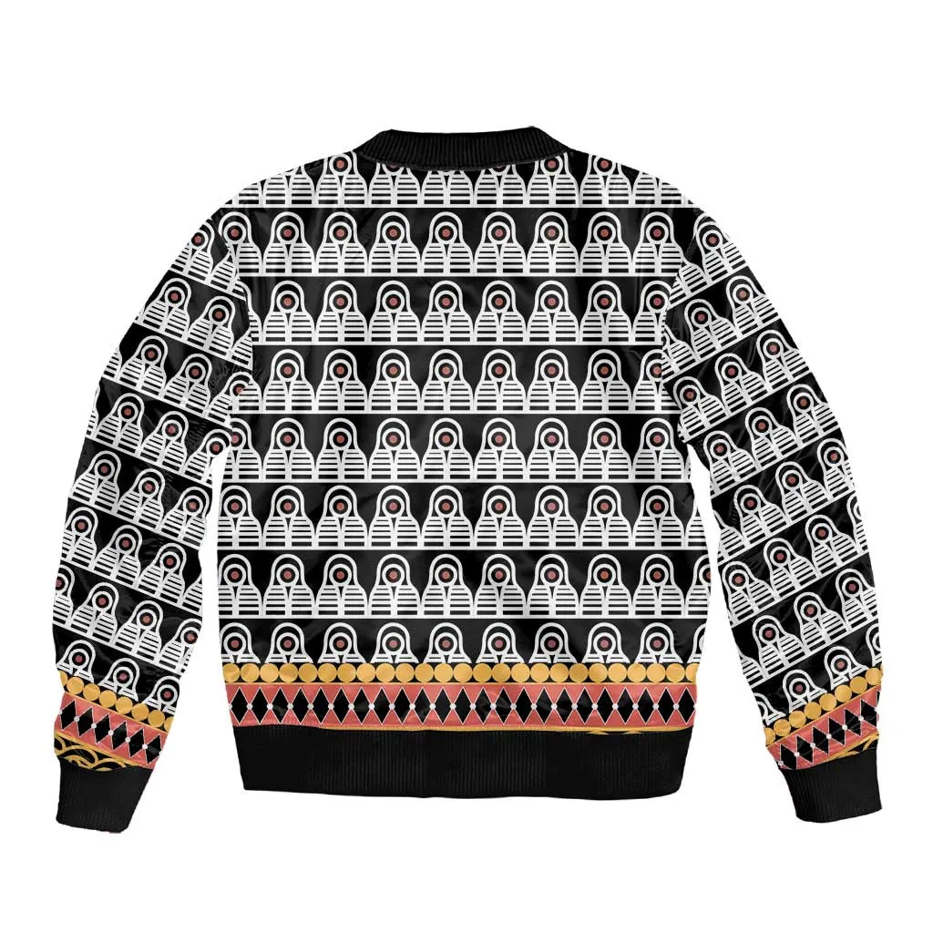 Cameroon Traditional Toghu Pattern Sleeve Zip Bomber Jacket LT15