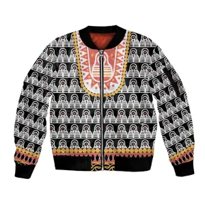 Cameroon Traditional Toghu Pattern Sleeve Zip Bomber Jacket LT15