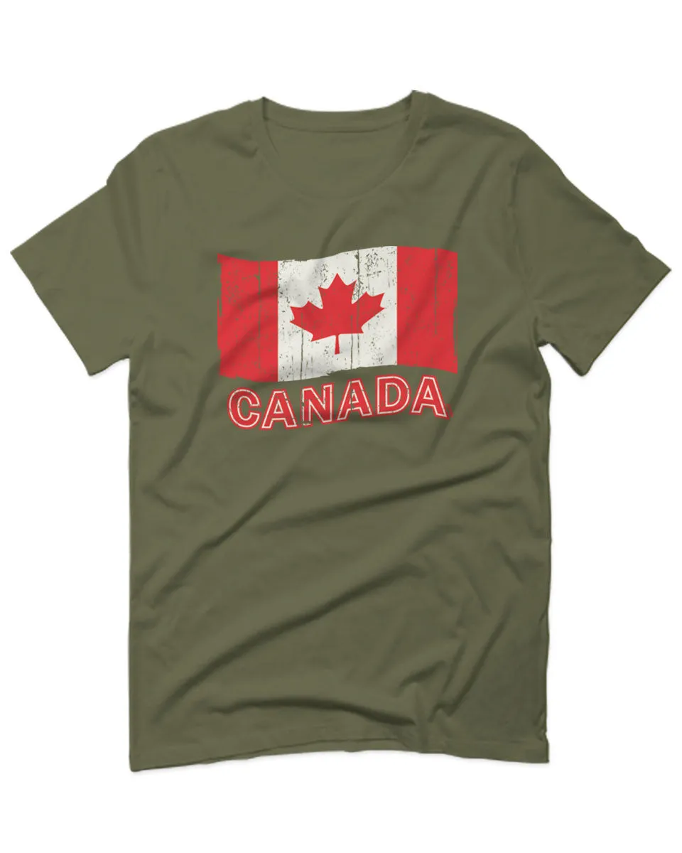 Canada Vintage Flag Canadian Pride Maple Leaf For men T Shirt
