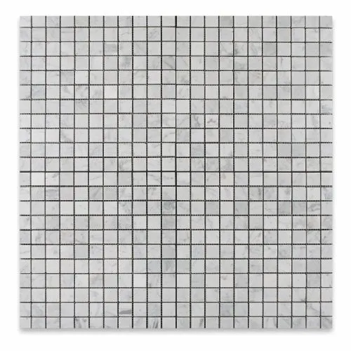 Carrara White Marble 1 X 1 Polished Mosaic Tile Mesh - 6" X 6" Sample