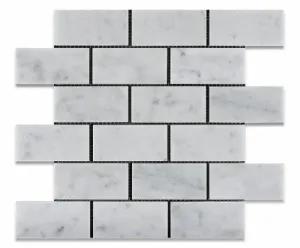 Carrara White Marble Polished 2 X 4 Brick Mosaic Tile - Lot of 50 sq. ft.