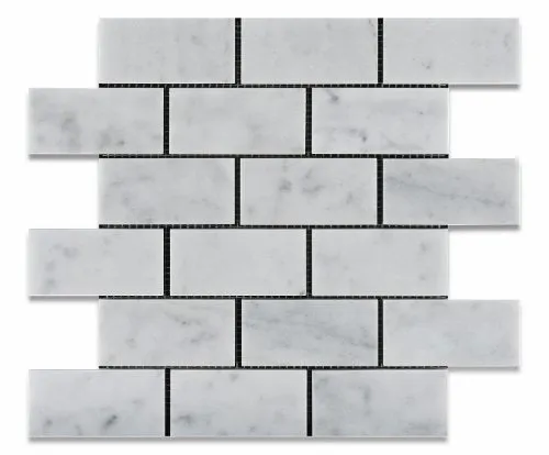 Carrara White Marble Polished 2 X 4 Brick Mosaic Tile - Lot of 50 sq. ft.