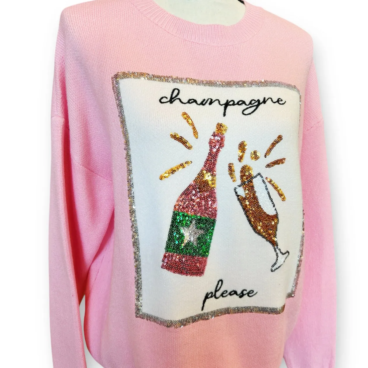 Champagne Please Sequin Sweater~Final Sale