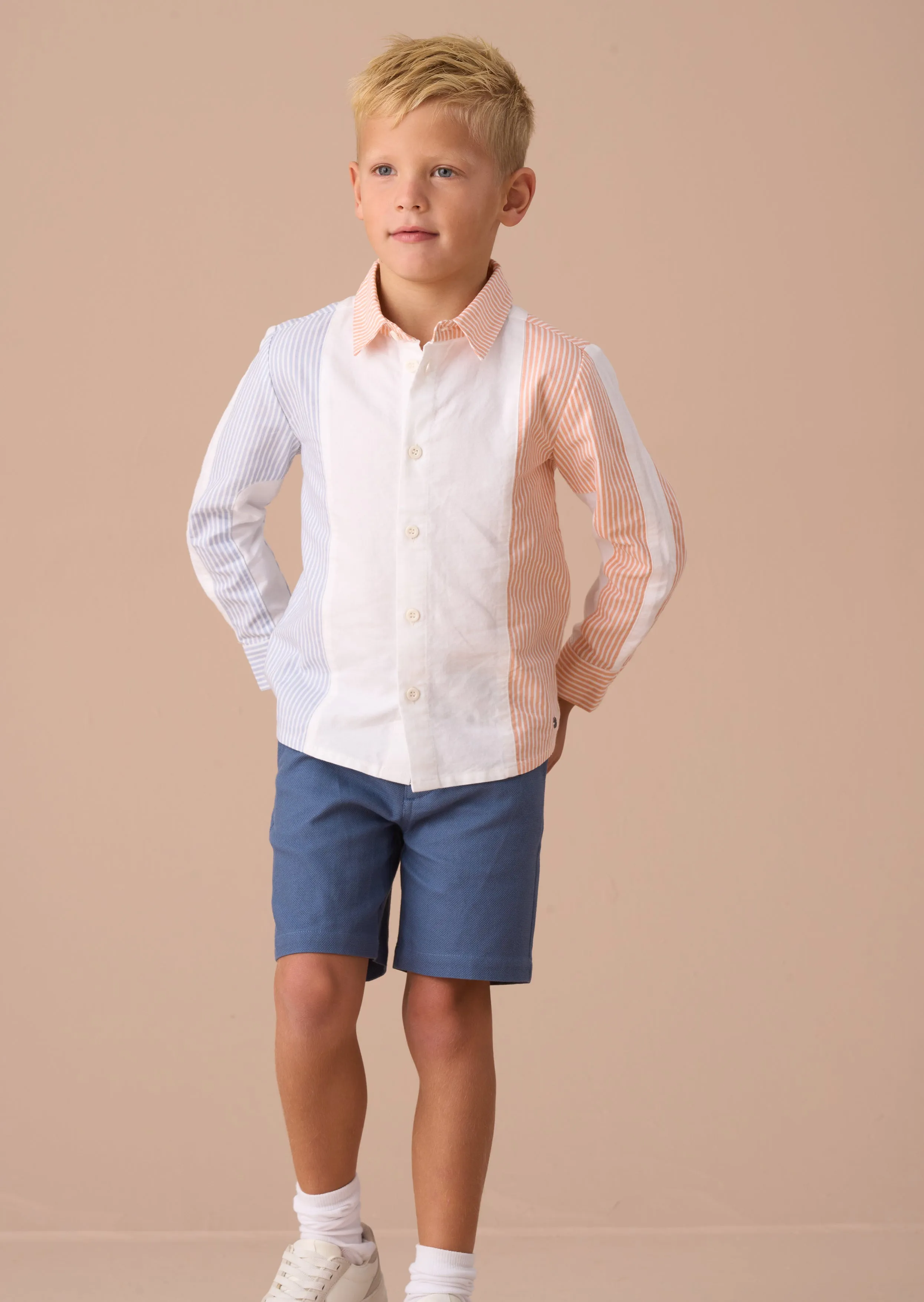 Chase Orange Colour Block Smart Shirt