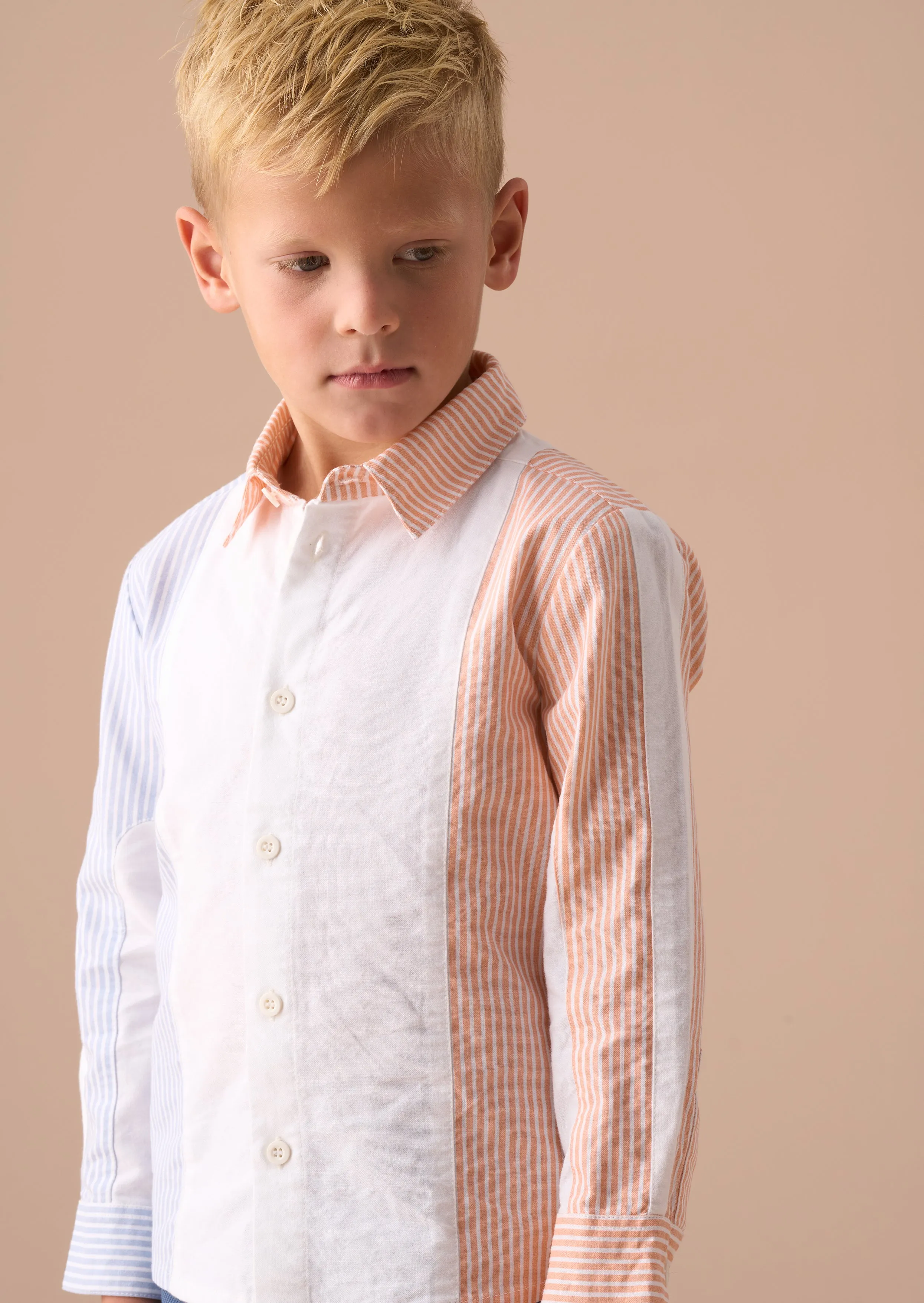 Chase Orange Colour Block Smart Shirt