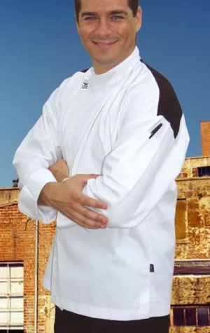 Chef Revival - Modern White Long Sleeve Chef Jacket (Black Panel)