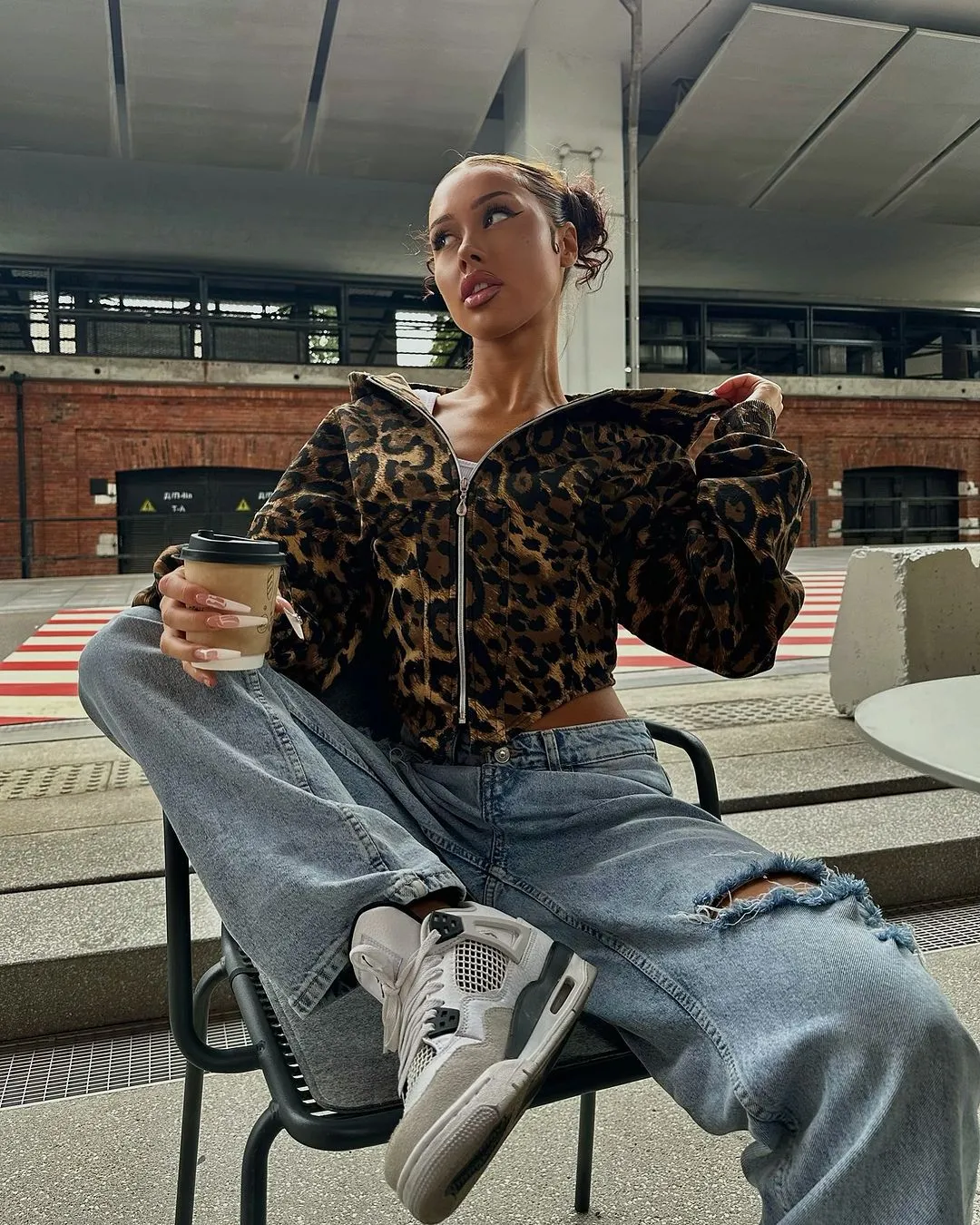 Chic Leopard Patchwork Zipper Hoodie for Bold Street Style