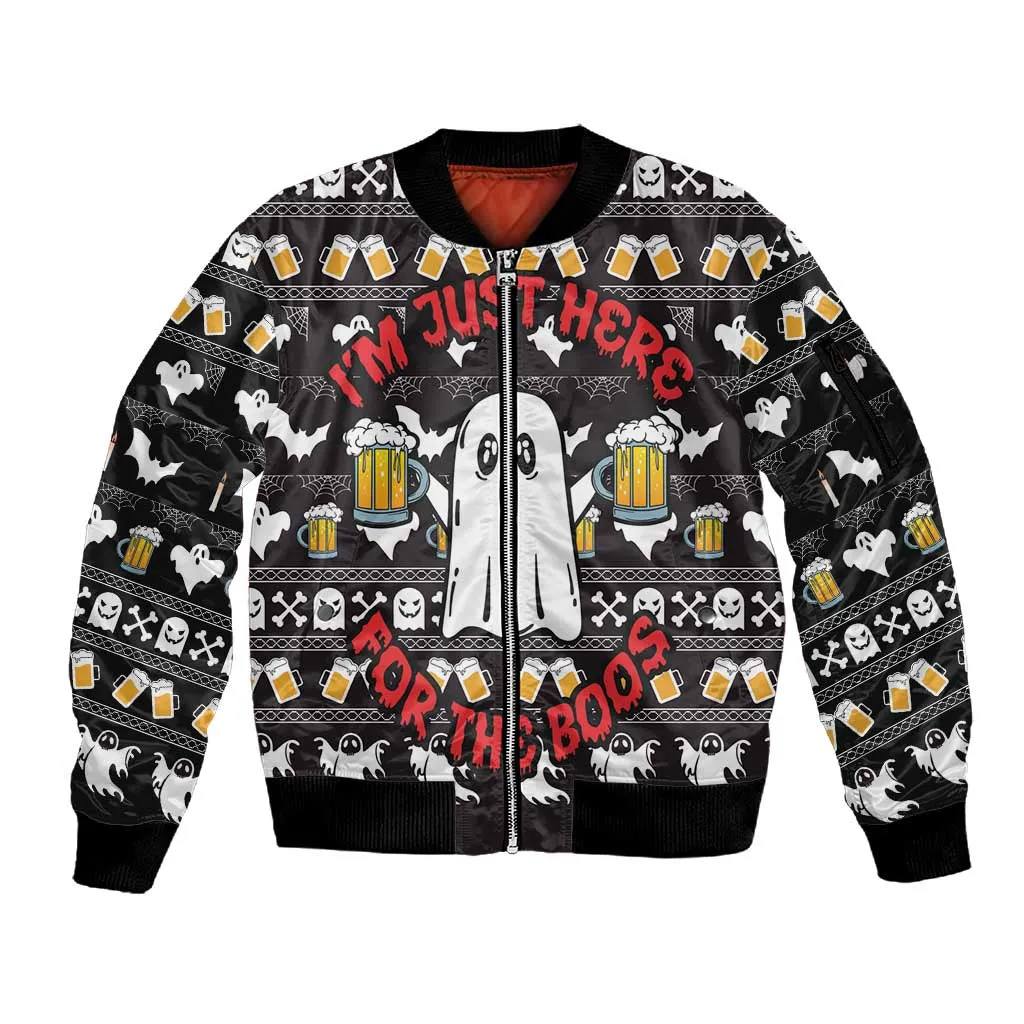 Christmas Africa Boo Beer Sleeve Zip Bomber Jacket I'm Just Here For The Boss DT03