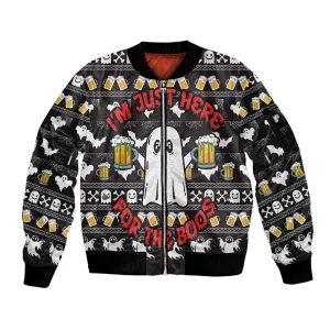 Christmas Africa Boo Beer Sleeve Zip Bomber Jacket I'm Just Here For The Boss DT03