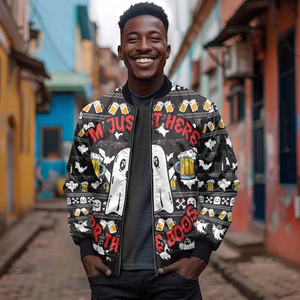 Christmas Africa Boo Beer Sleeve Zip Bomber Jacket I'm Just Here For The Boss DT03