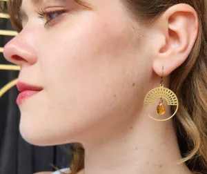 Citrine Metal Rainbow Sun Earring