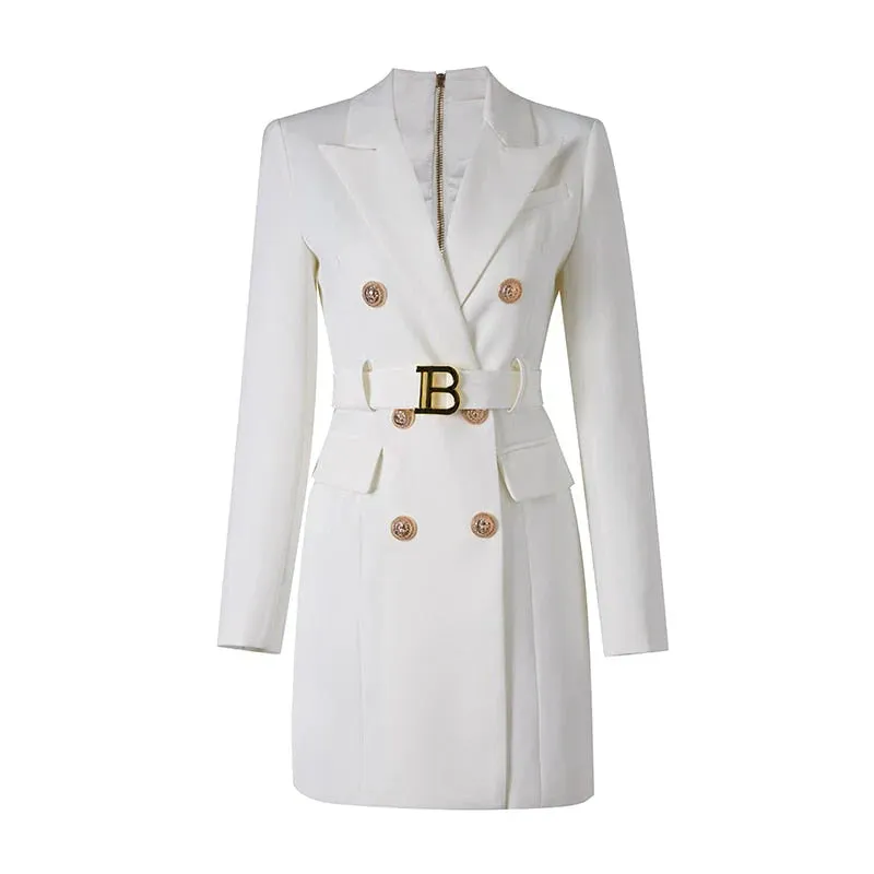 Classic Blazer Dress by Katja's: Belted, with Luxurious Buttons