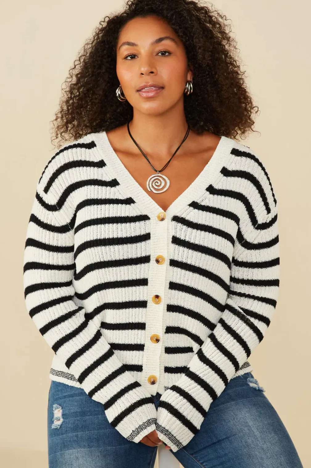Coastal Striped Button Cardigan