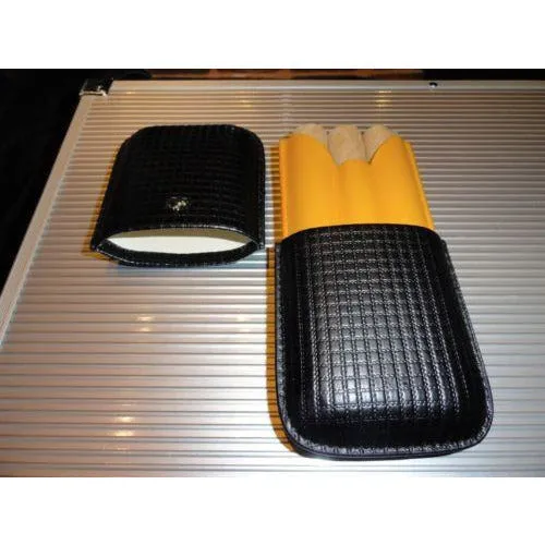 Cohiba Black & Gold Leather Cigar Case holds 3 Robusto size