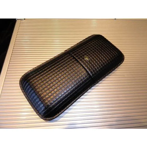 Cohiba Black & Gold Leather Cigar Case holds 3 Robusto size