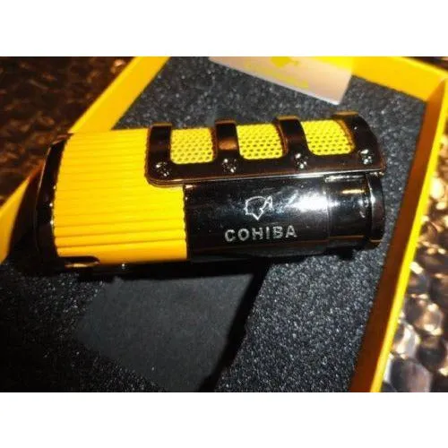 Cohiba Black & Gold Leather Cigar Case with Cohiba Pocket Lighter new in boxes