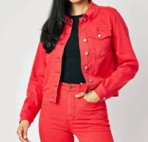 Colored Denim Jackets In Cardinal Red