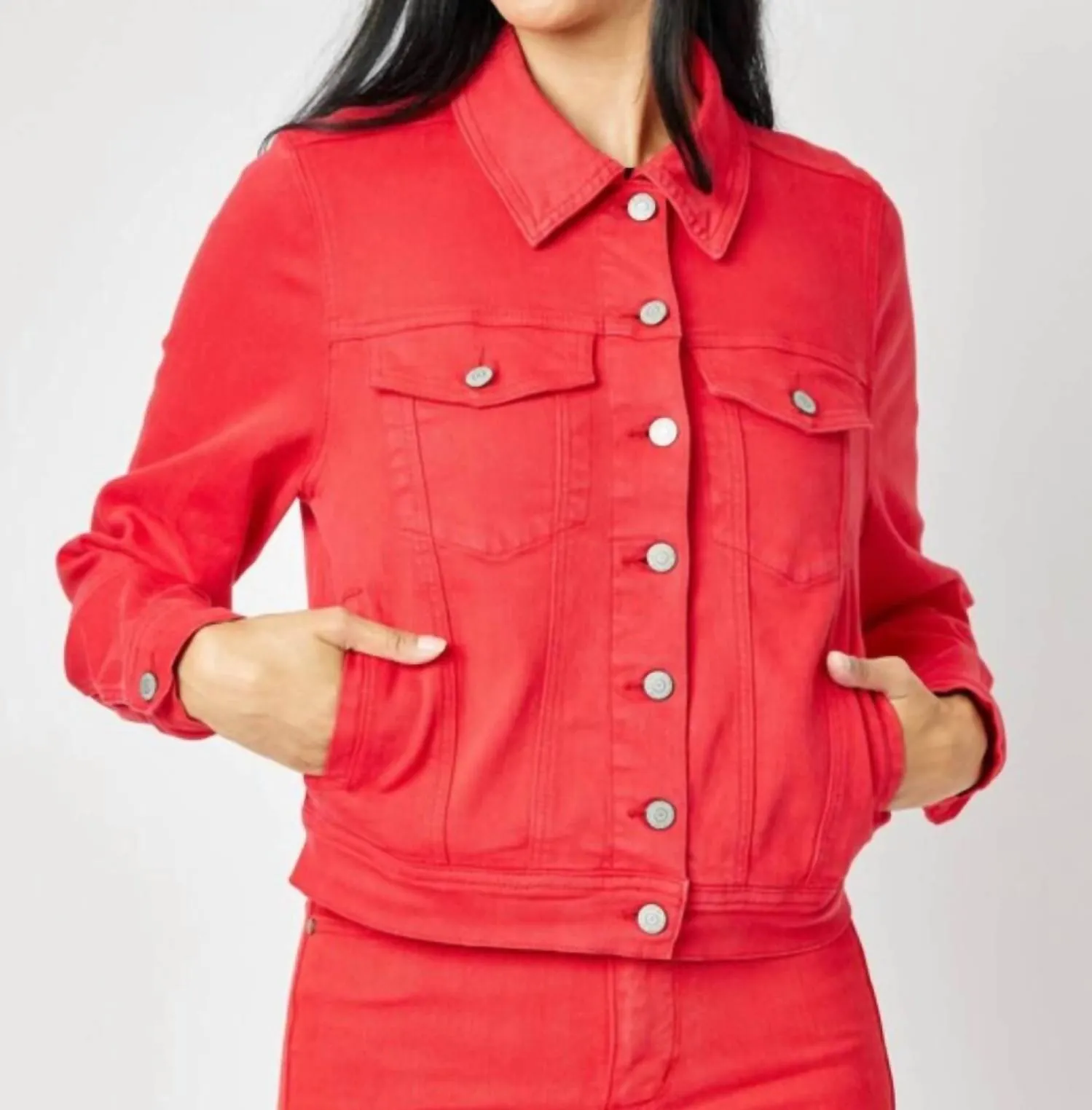 Colored Denim Jackets In Cardinal Red