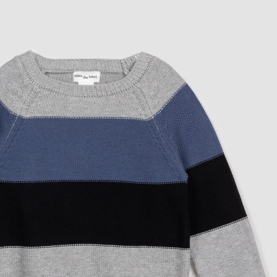 Colour Block Sweater - Light Grey Mix