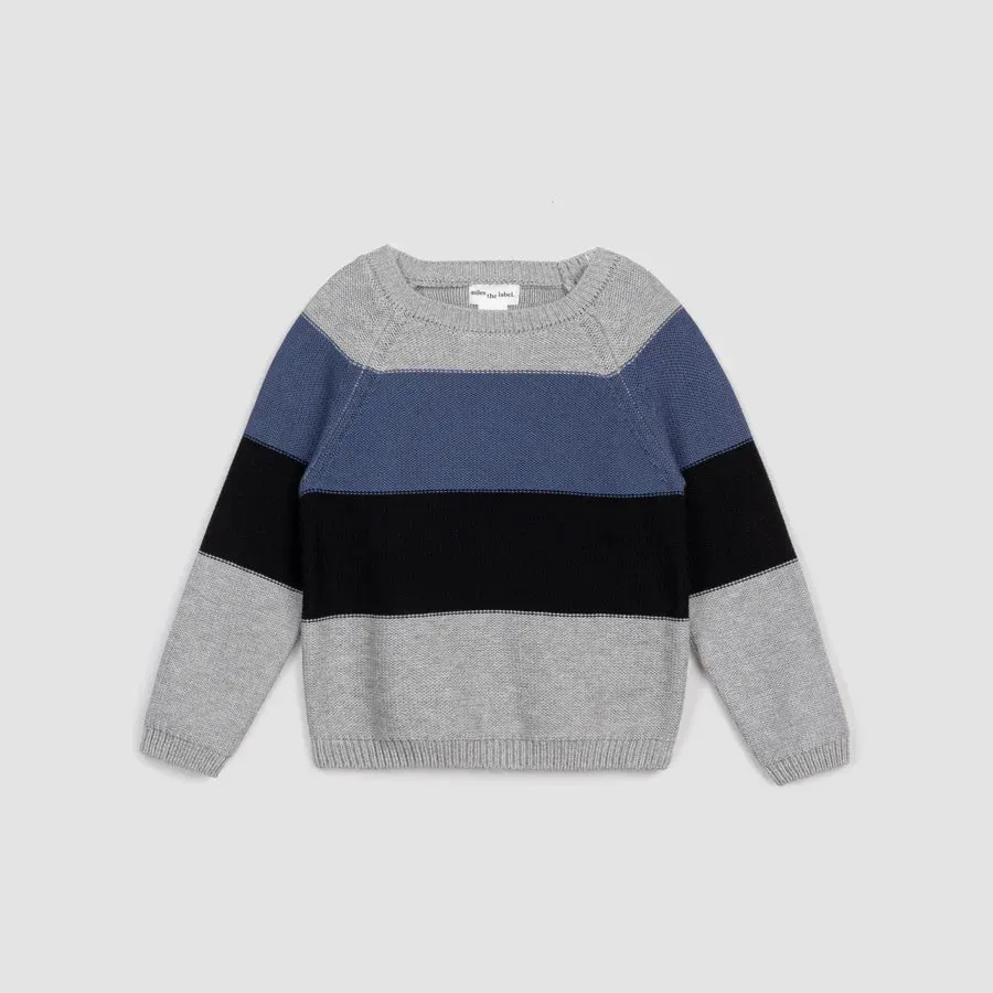 Colour Block Sweater - Light Grey Mix